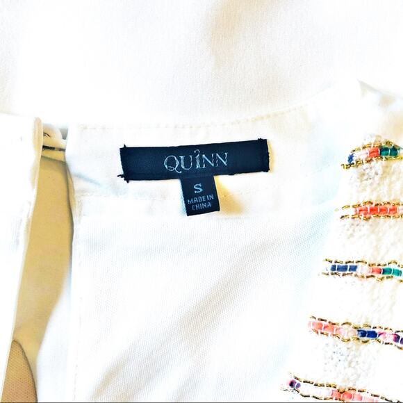 Francescas Quinn tweed striped shift dress cream Small EUC - Picture 10 of 14